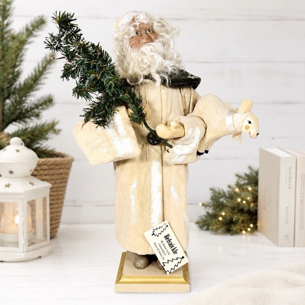VTG 1990s House of Hatten Belsnickle Santa Denise Calla Christmas Lamb Tree 15"